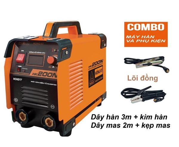 Máy hàn điện tử Hồng Ký HK 200N có đầy đủ phụ kiện
