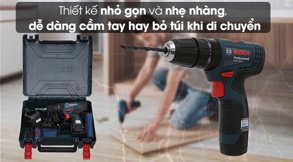 Bosch GSB 120-LI được thiết kế nhẹ nhàng, linh động