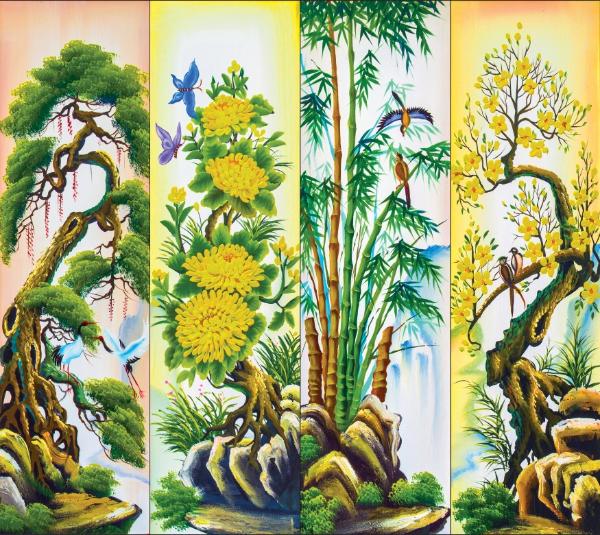 Bộ tranh tứ quý Tùng Cúc Trúc Mai