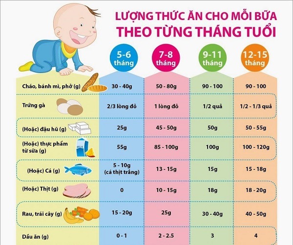 Lượng thức ăn cho bé kiểu truyền thống