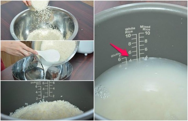 Cách lường nước nấu cơm bằng thang đo