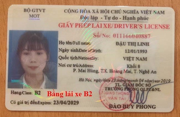 Bằng lái xe hạng B2