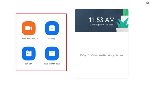 Tại trang chủ chính của Zoom sẽ bao gồm các tính năng chính như trên