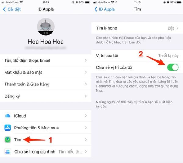Nhấn chọn Chia sẻ vị trí của tôi