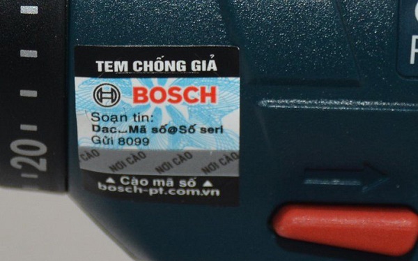 Tem có mã cào an ninh chống hàng giả của Bosch