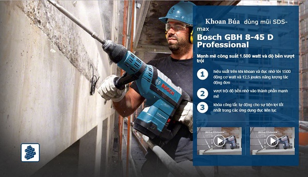 Máy khoan bê tông Bosch GBH 5-40 D  làm việc đa chức năng