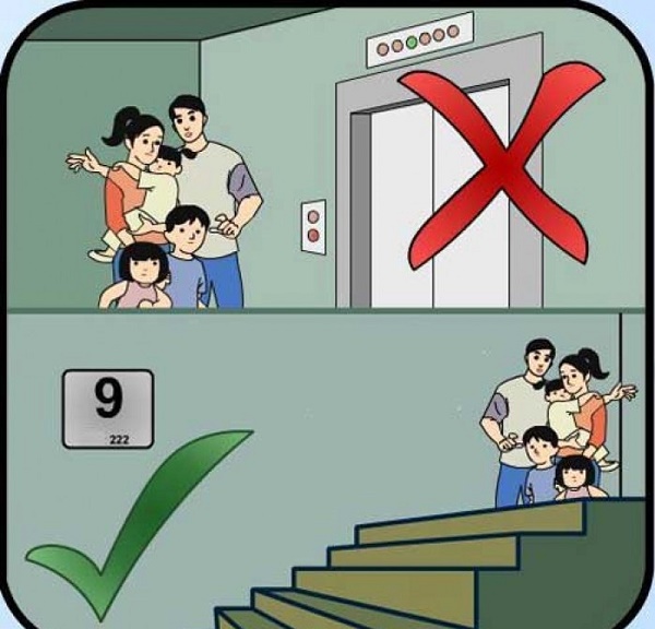 Chú ý di chuyển bằng cầu thang