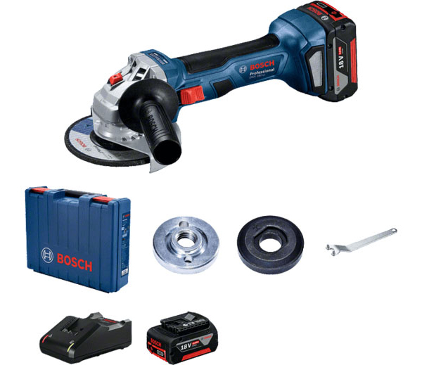 Trọn bộ máy mài góc Bosch GWS 180-Li đầy đủ gồm 2 pin + sạc