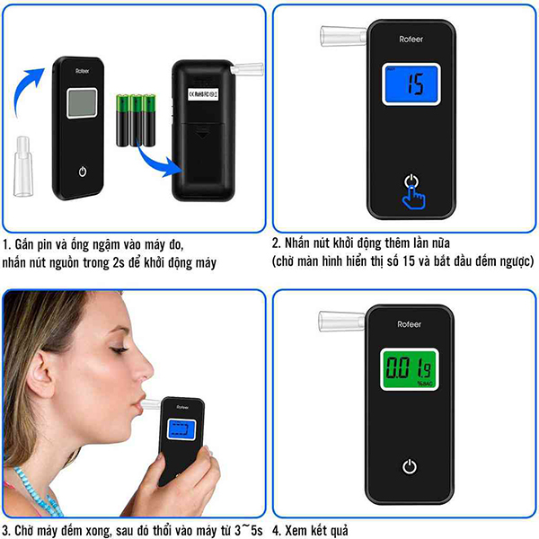 Các bước sử dụng máy thổi nồng độ cồn