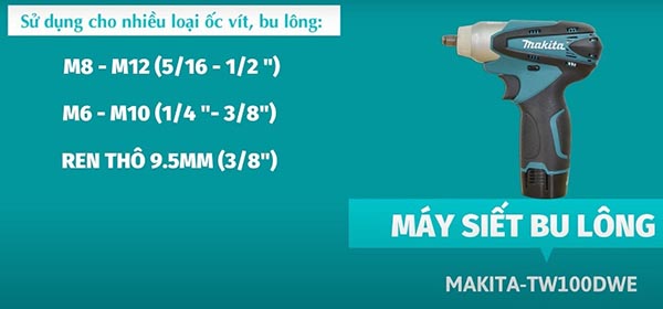 Máy siết bu lông dùng pin Makita TW100DWE