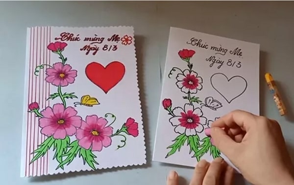 Tạo hình: Làm bưu thiếp tặng bà tặng mẹ nhân ngày 20/10 | MN Việt Hưng