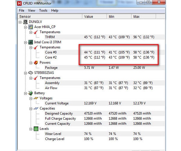 Phần mềm kiểm tra nhiệt độ máy tính