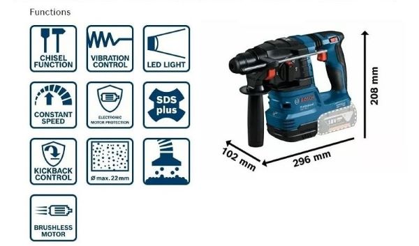 Bosch GBH 185-LI có nhiều tính năng hiện đại 