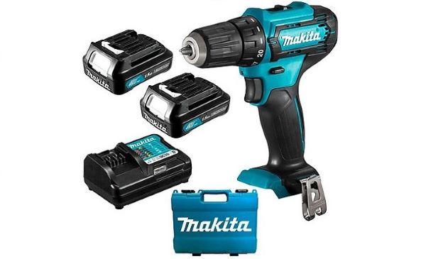Bộ sản phẩm máy khoan búa vặn vít dùng pin Makita HP333DSYE